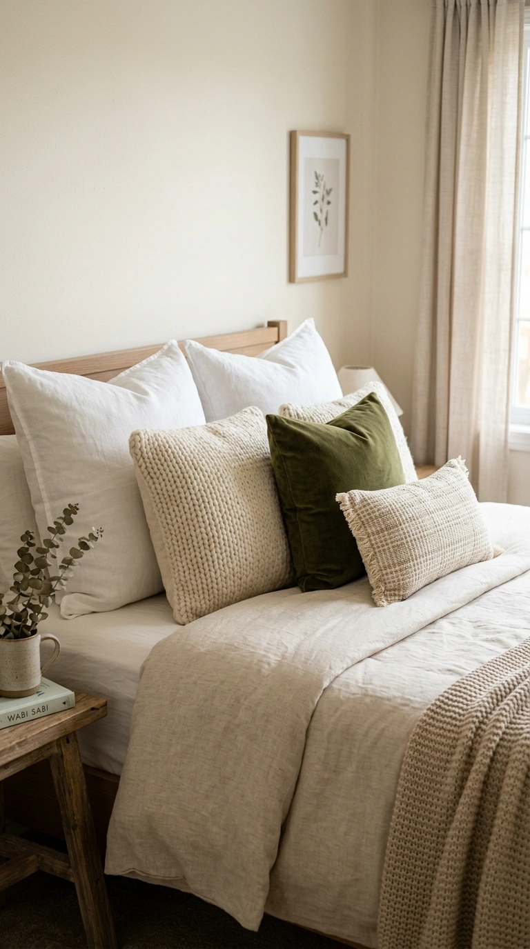 009 Extra Pillows A neatly made bed with two large sle
