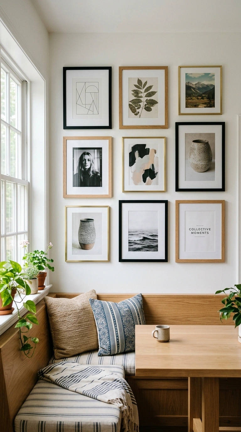 009 Gallery Frame Wall A gallery wall of eight mixed b