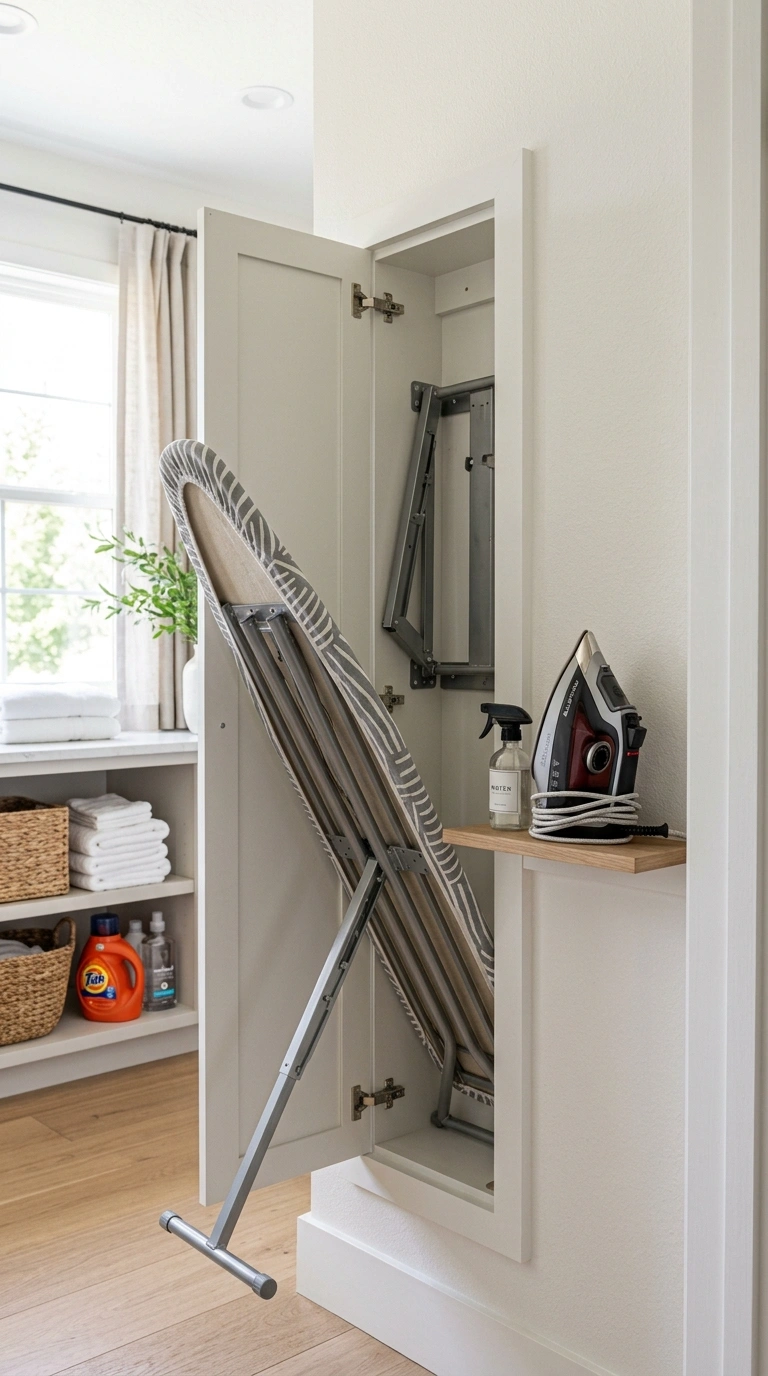 009 Ironing Board Nook A slim cabinet in a laundry roo
