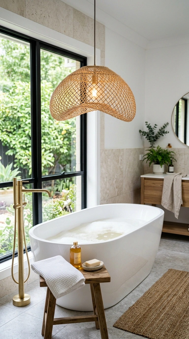 009 Statement Pendant Light A bathroom with a sculptur