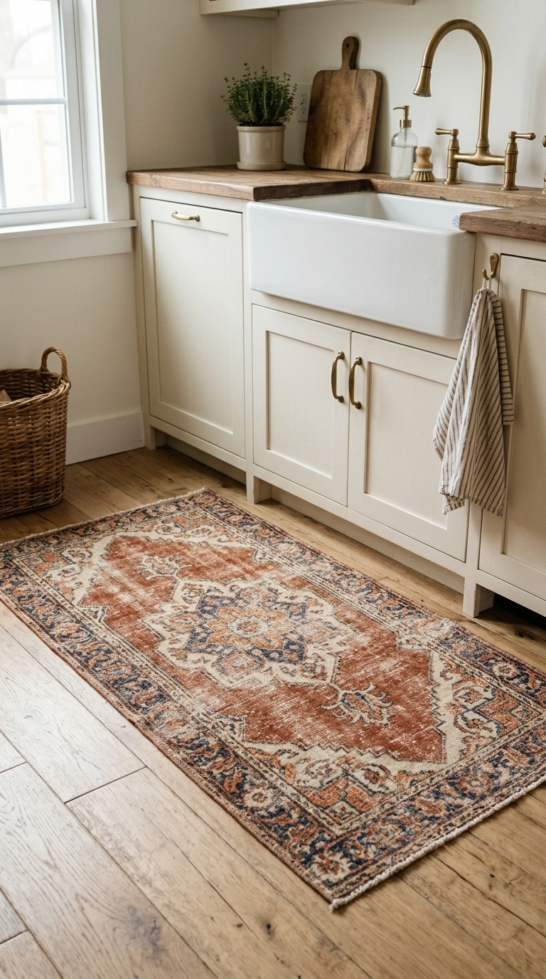 009 Vintage Rug Layer A kitchen floor featuring a fade