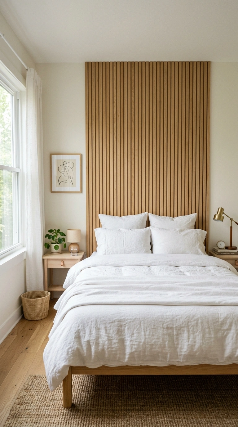 009 Wood Accent Wall A small bedroom with a vertical l