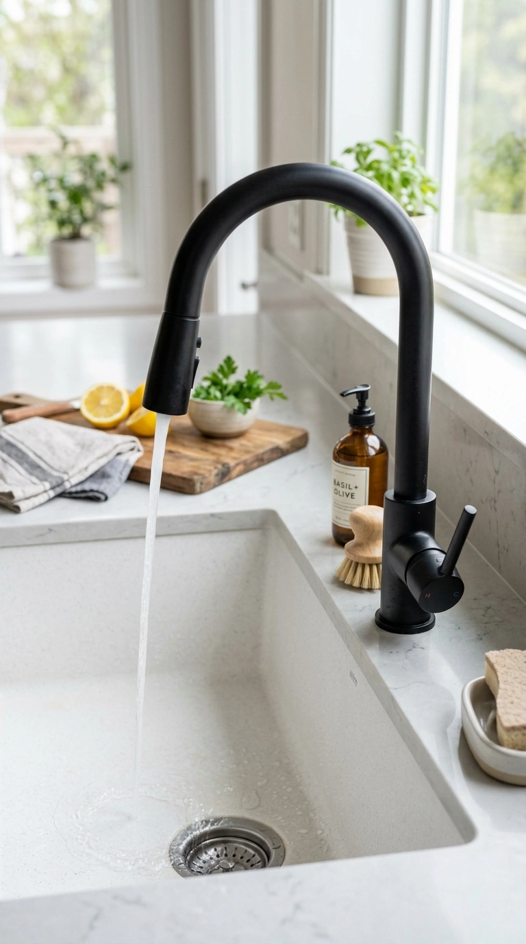010 Black Faucet Detail A kitchen island prep sink are