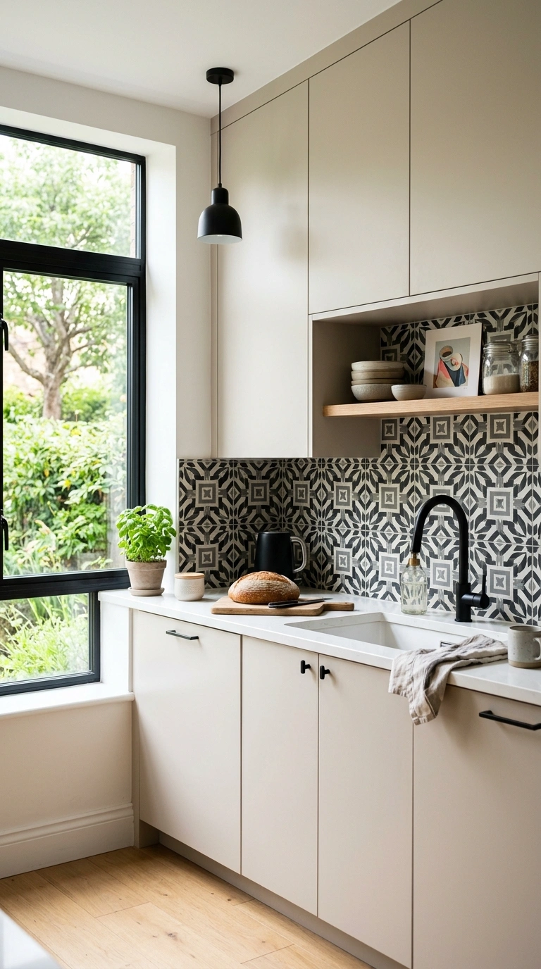 010 Bold Kitchen Backsplash A kitchen with a bold geom