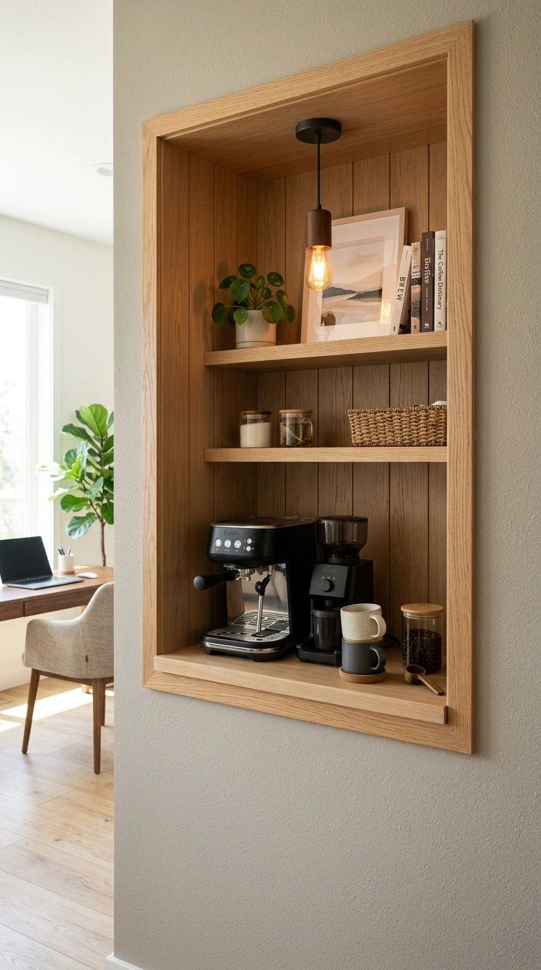 010 Built In Nook A built in wall nook with wood trim