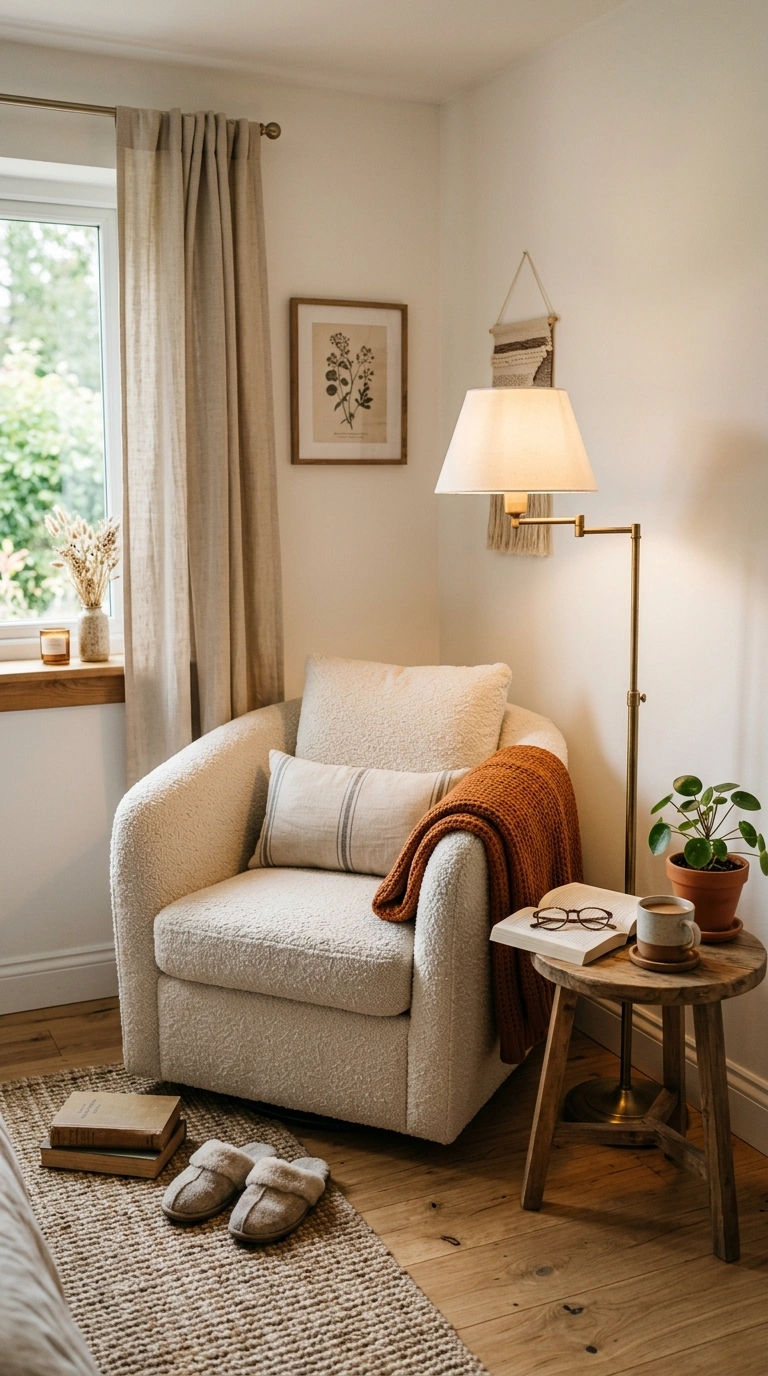 010 Cozy Reading Nook A small bedroom corner with a si