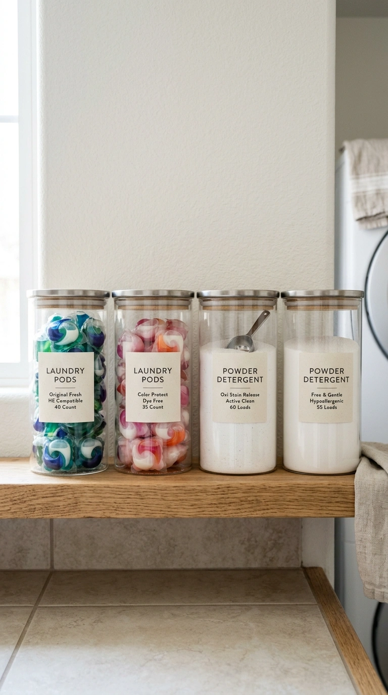 010 Glass Jar Labels A row of matching glass jars with
