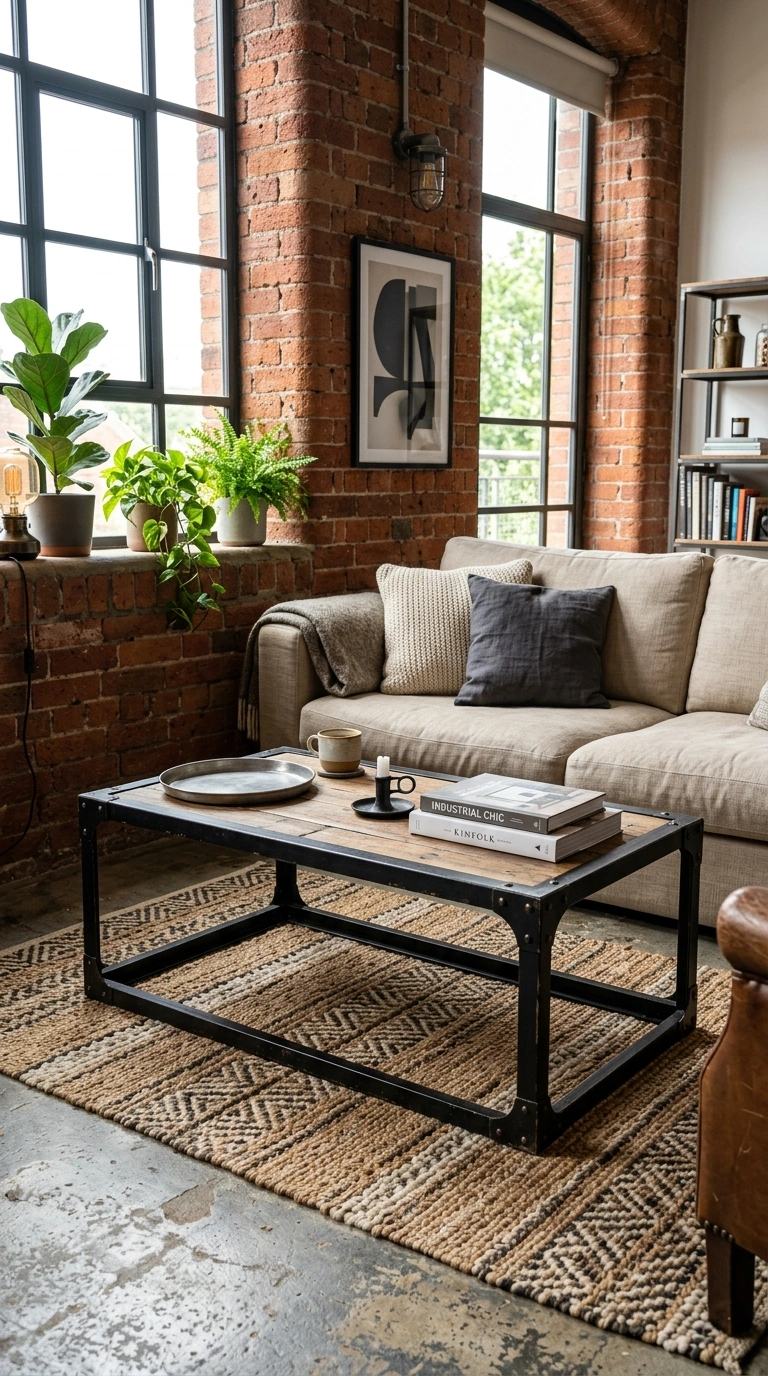 010 Industrial Metal Accents A living room with a blac
