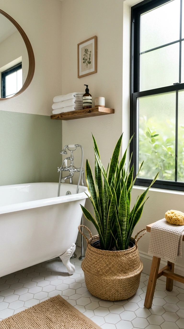 010 Potted Plant Corner A bathroom corner near a frees