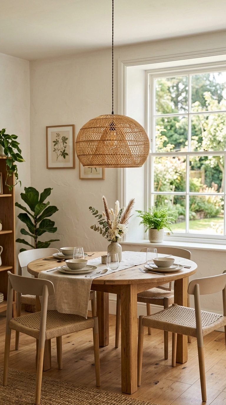 011 Affordable Pendant Light A dining area with a wove