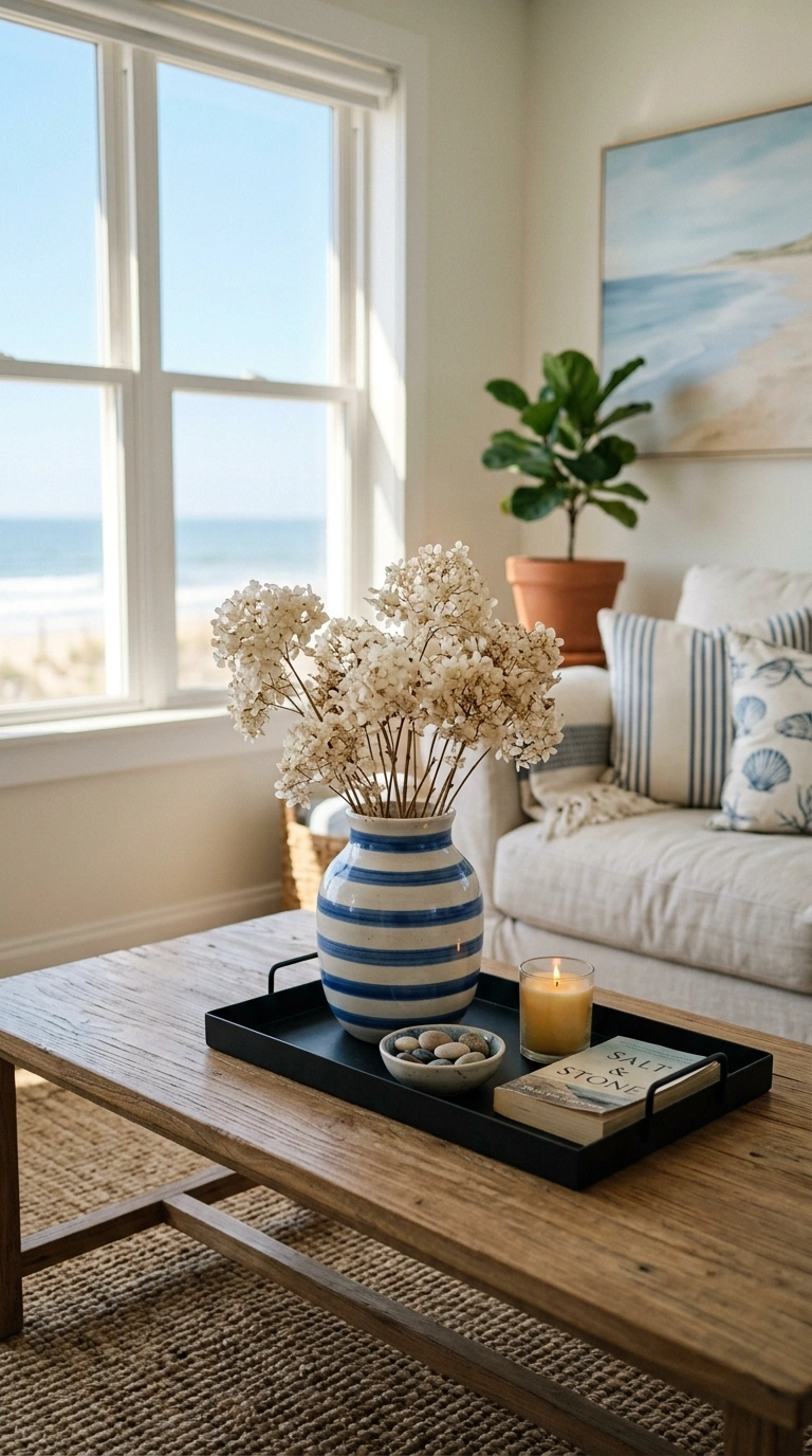 011 Blue and White Vase A coffee table with a classic