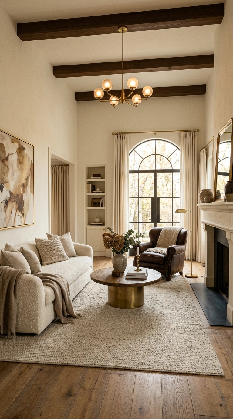 011 Cream and Chocolate Brown A living room with cream
