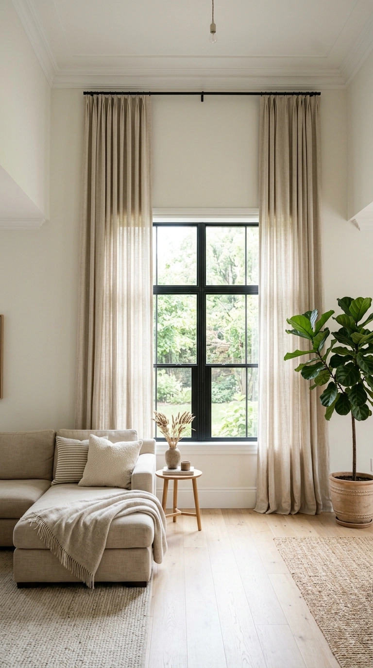 011 Curtain Upgrade A living room with floor length li