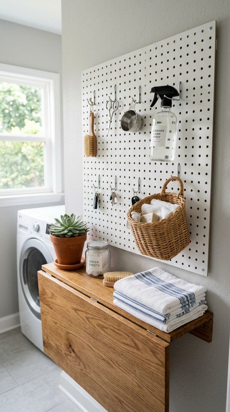 011 Pegboard Wall Organizer A laundry room wall fitted
