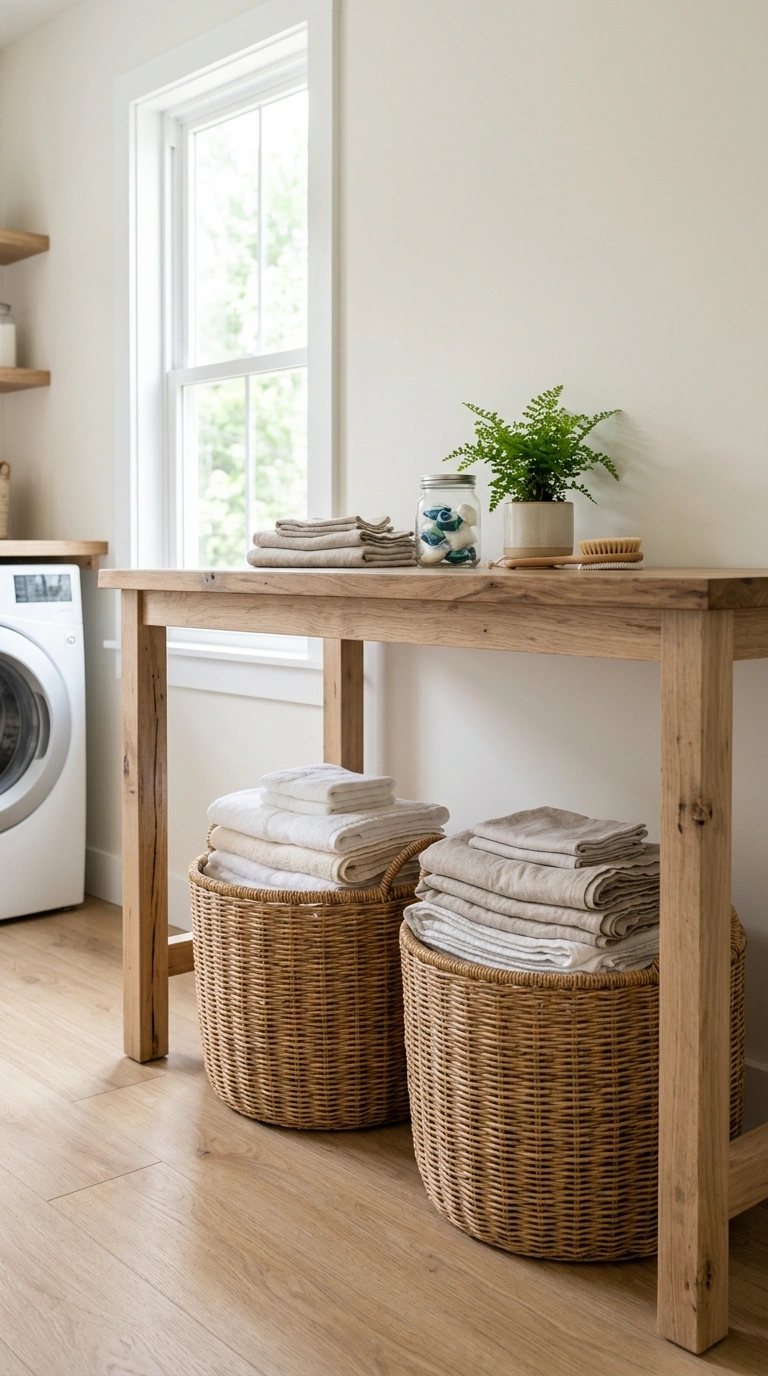 011 Under Counter Baskets A laundry counter on open wo