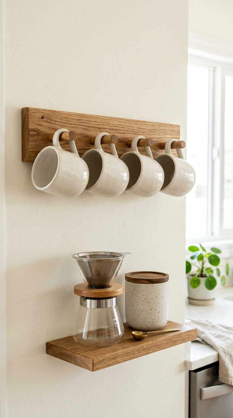 011 Wall Mounted Rack A wood wall mounted rack with pe