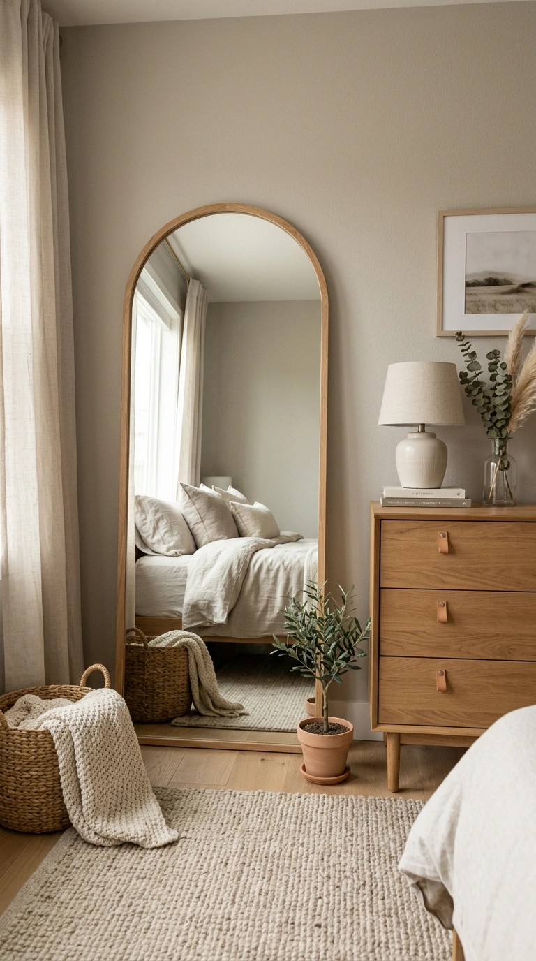 012 Arched Mirror Decor An arched floor mirror in a th