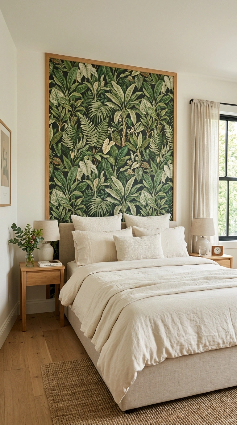 012 Bold Wallpaper Headboard A bedroom with a large sc