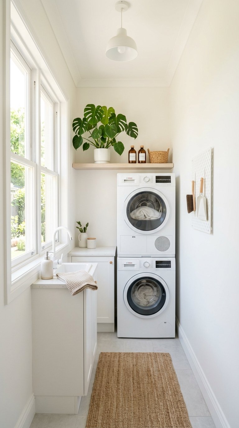 012 Bright White Palette A narrow laundry room fully p