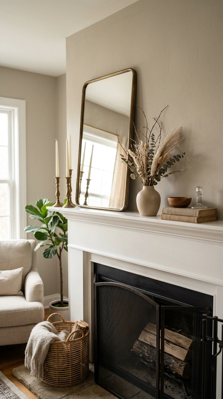 012 Fireplace Mantel Decor A living room fireplace man