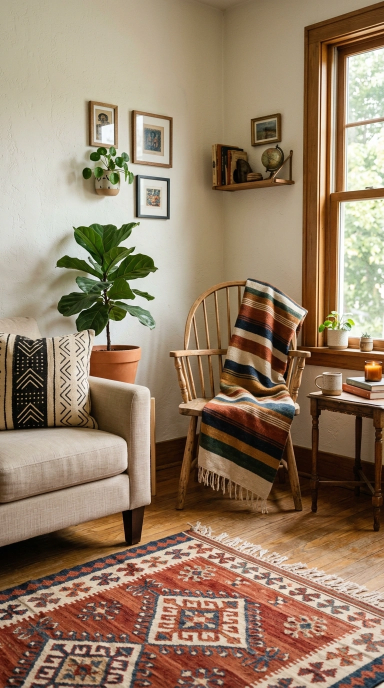 012 Global Textile Mix A living room corner featuring