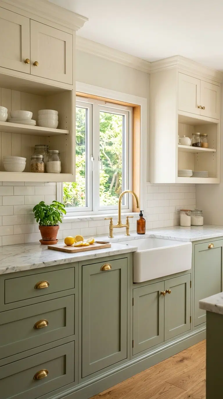 012 Two Tone Kitchen Cabinets A kitchen with cream upp