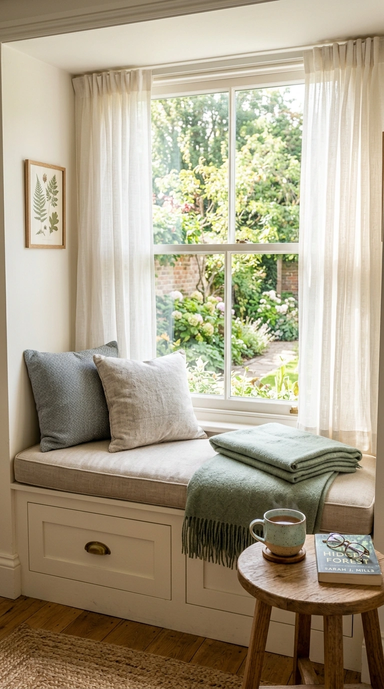 012 Window Seat Nook A window seat nook with a cushion