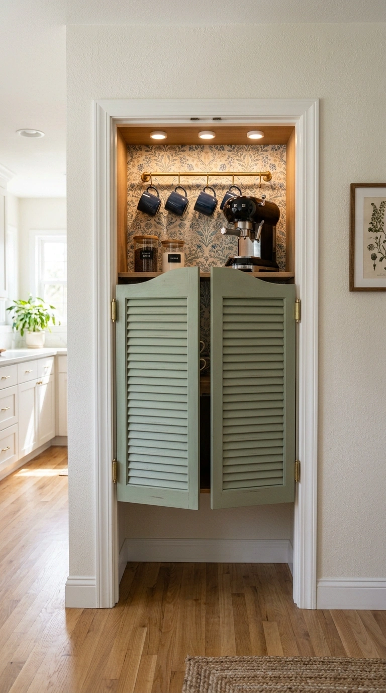 013 Closet Coffee Bar An open closet with cafe style d