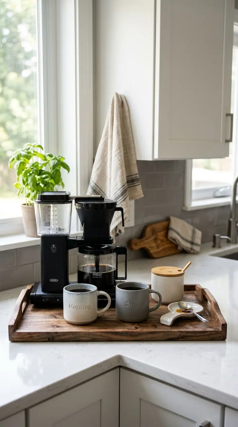 013 Coffee Station Tray A kitchen counter corner with