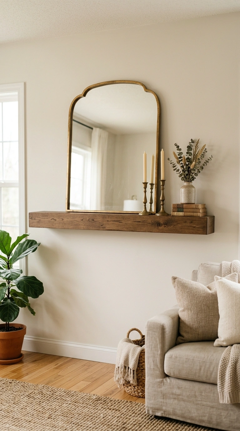 013 Faux Fireplace Mantel A simple wood mantel shelf m
