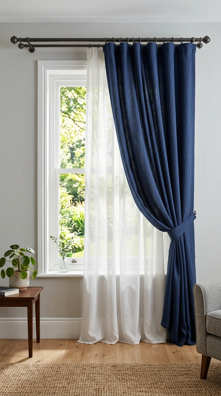 013 Layered Curtain Panels A living room window with a