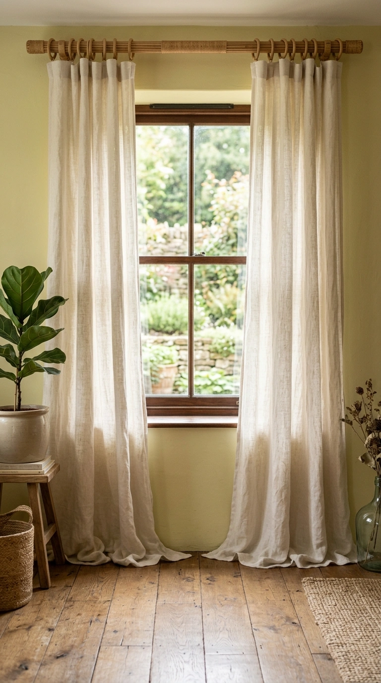 013 Natural Linen Curtains A window with soft off whit