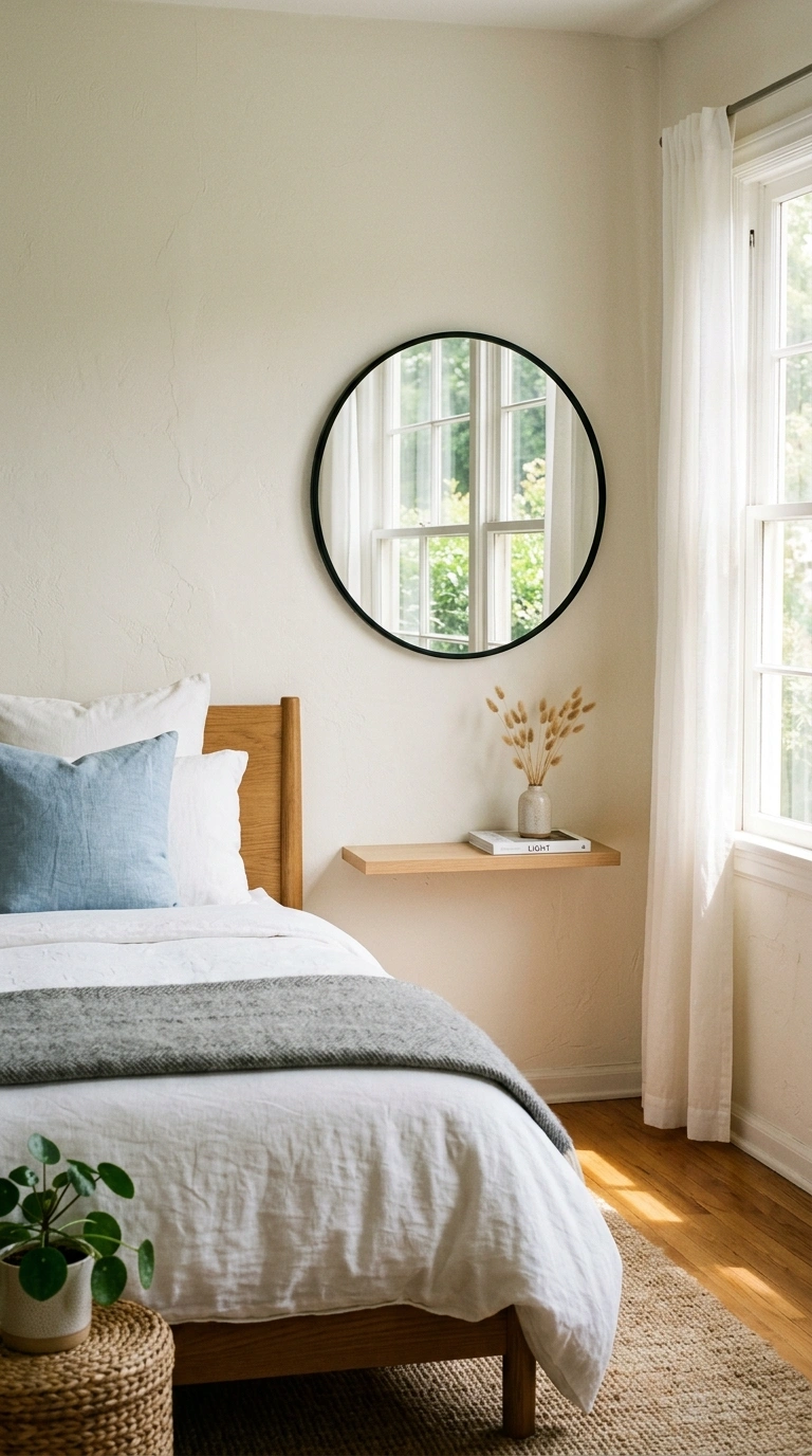 013 Round Accent Mirror A small bedroom wall opposite