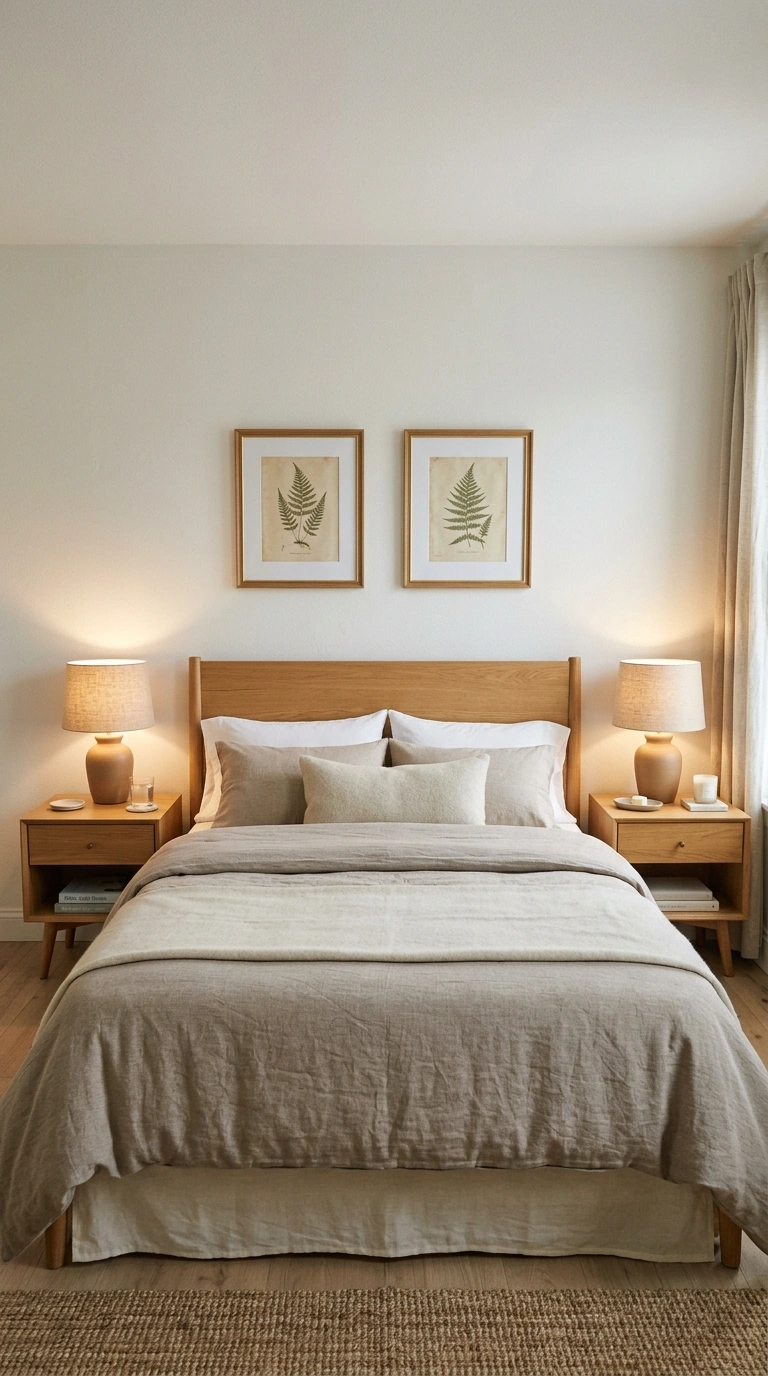 013 Symmetrical Wall Art A bed with two identical smal