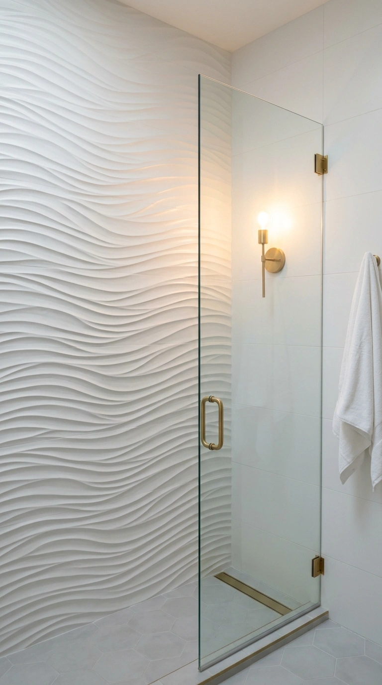 013 Textured 3D Wall Tile A shower accent wall covered
