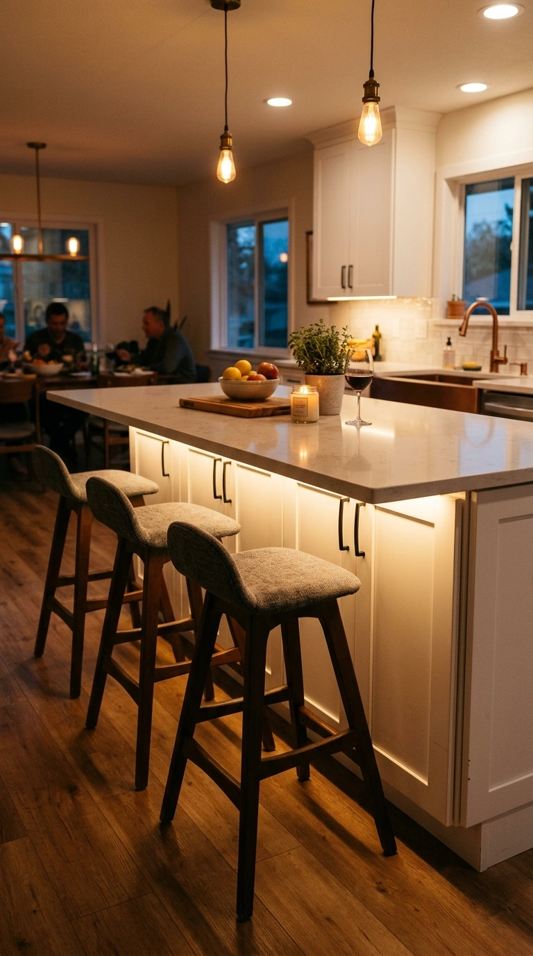 013 Under Counter Lighting A kitchen peninsula with a