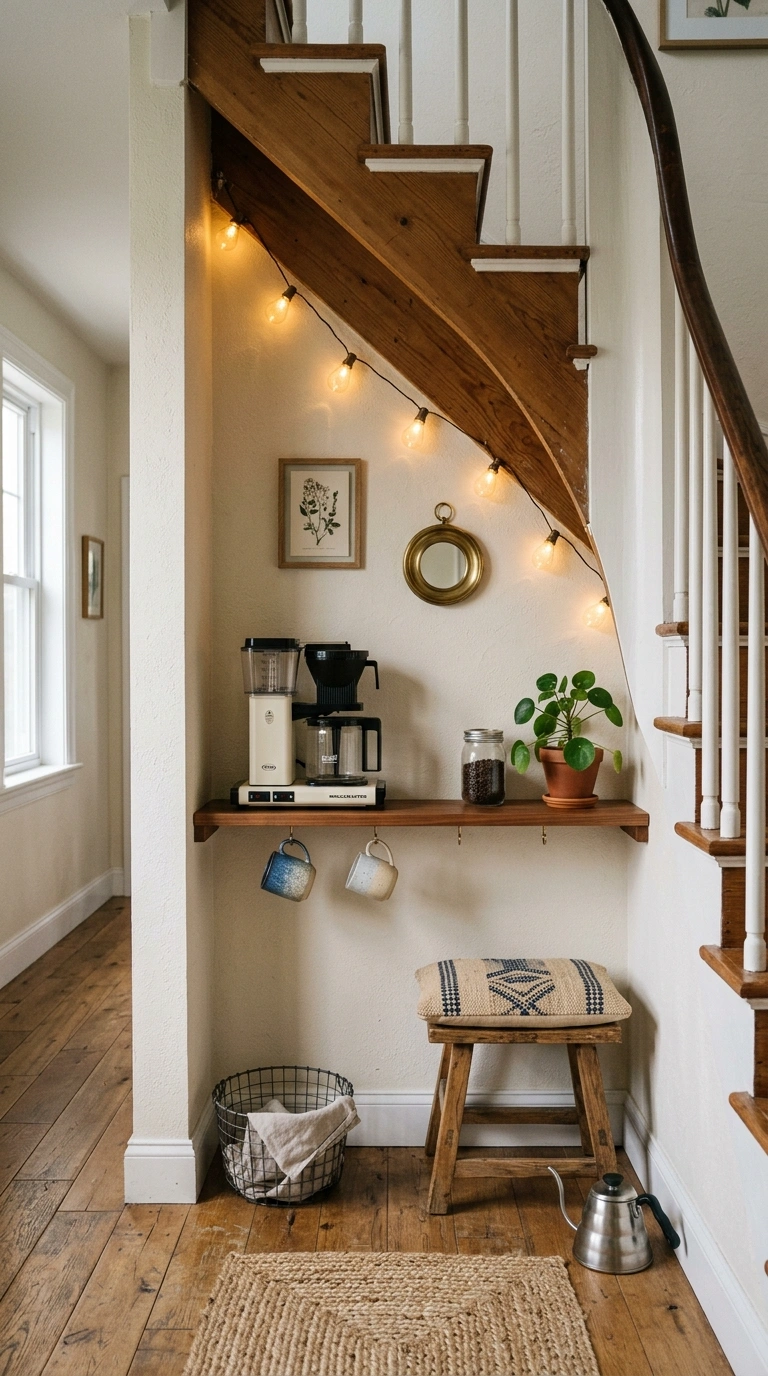 013 Under Stair Coffee Nook A small nook under a stair