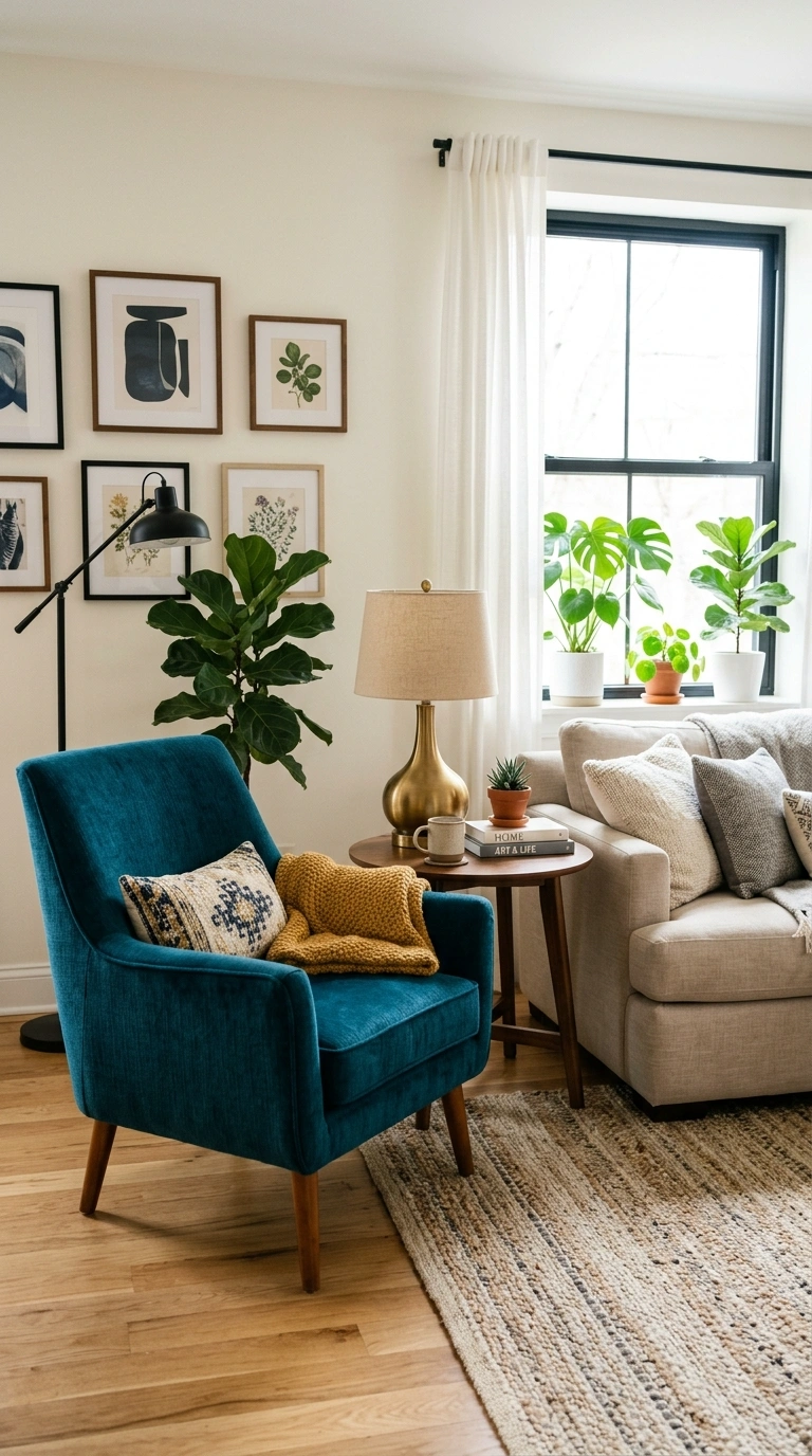 013 Use a Colorful Accent Chair A living room with a d
