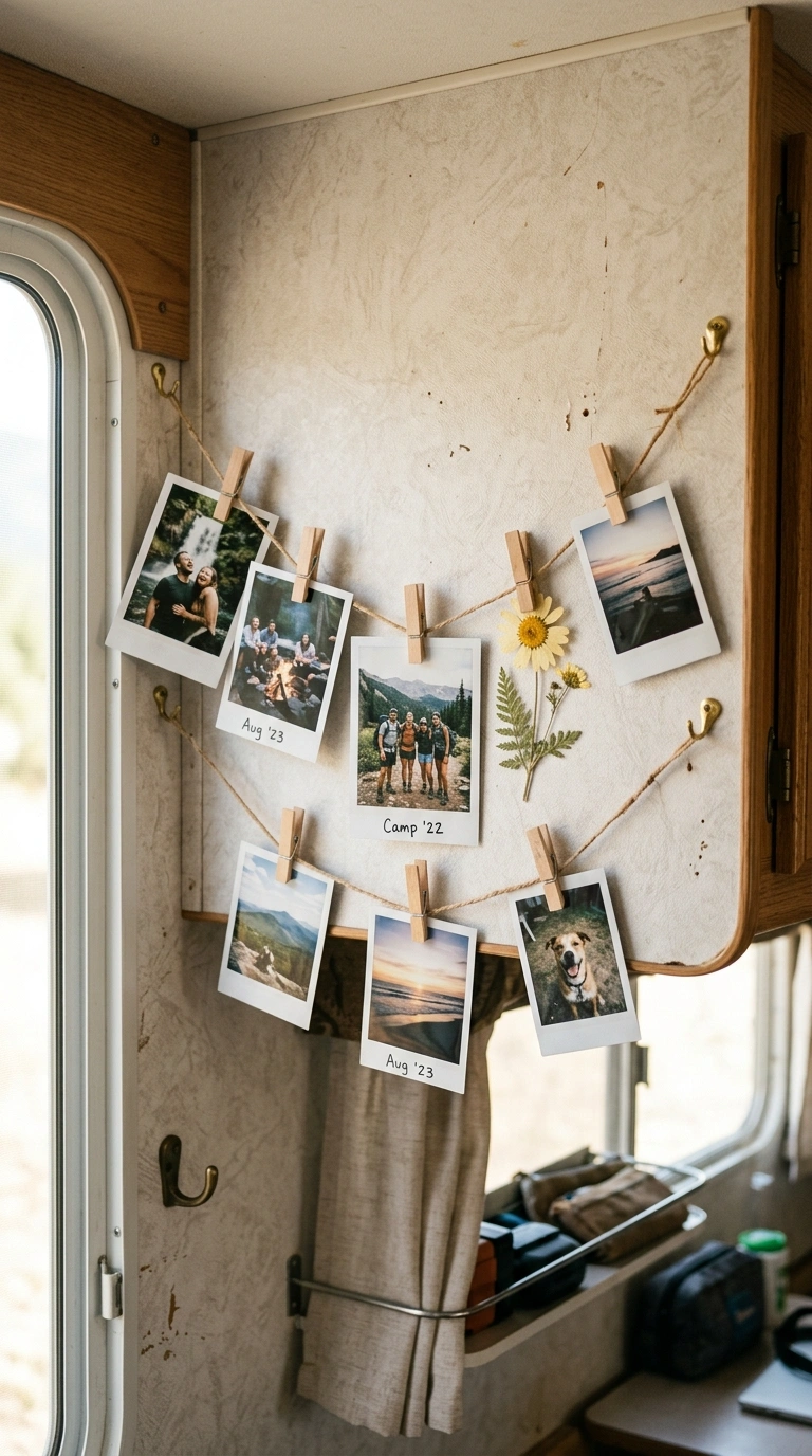 014 Personal Photo Clips A thin twine strung along an