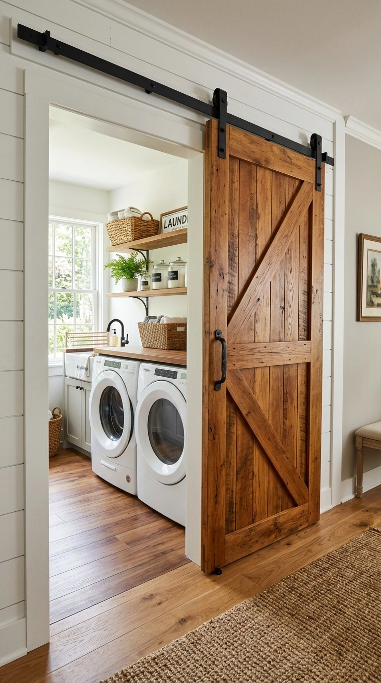 014 Sliding Barn Door A wood sliding barn door with bl