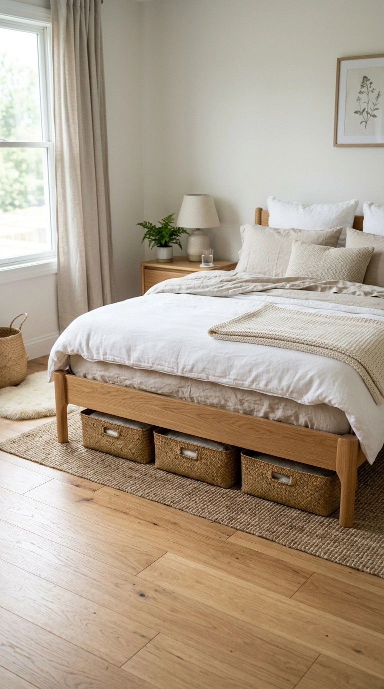 014 Under Bed Storage A low profile wood bed frame wit