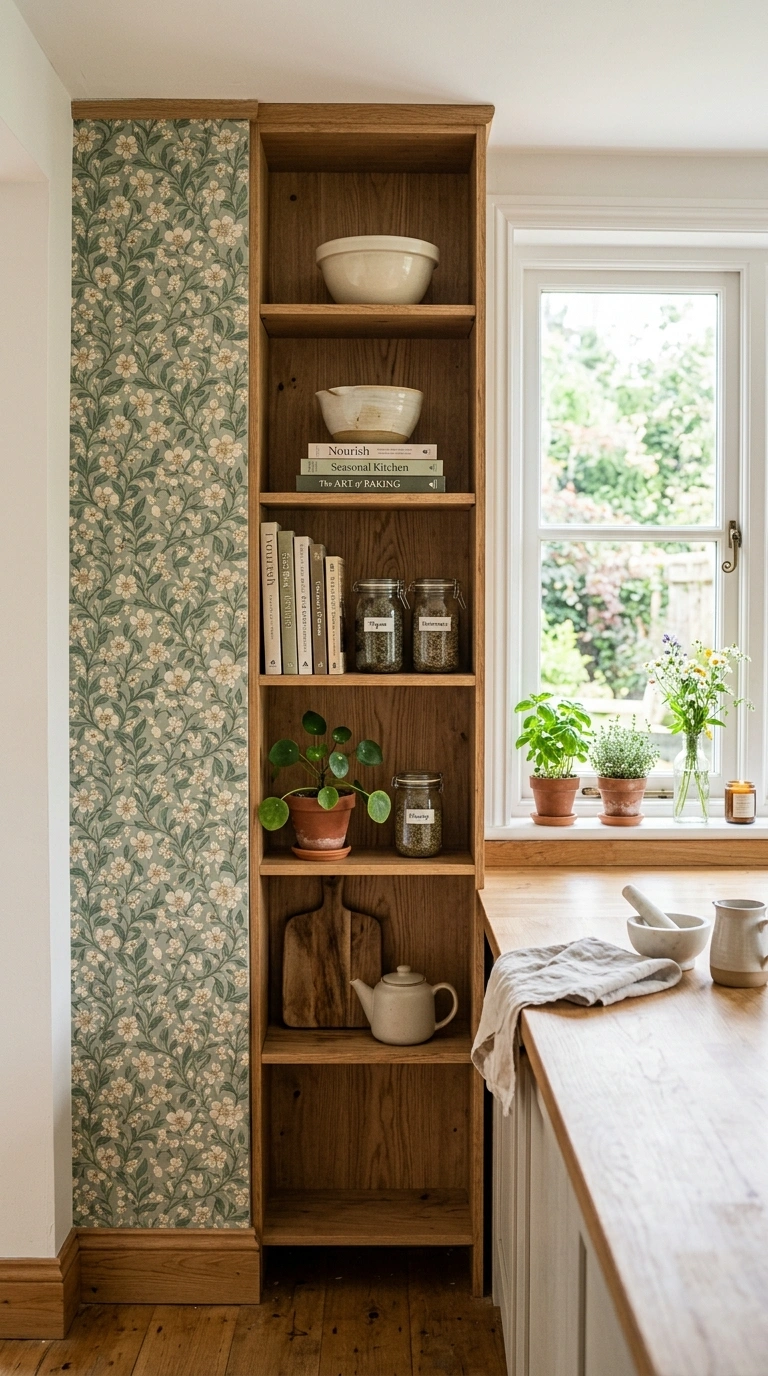 014 Wallpaper Accent Wall A short kitchen wall covered