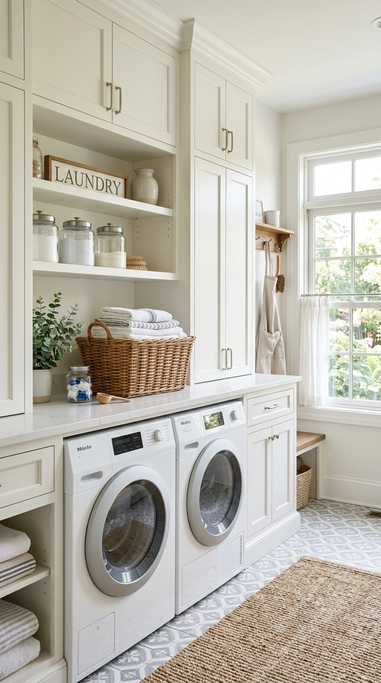 015 Built In Cabinetry A laundry room with full white