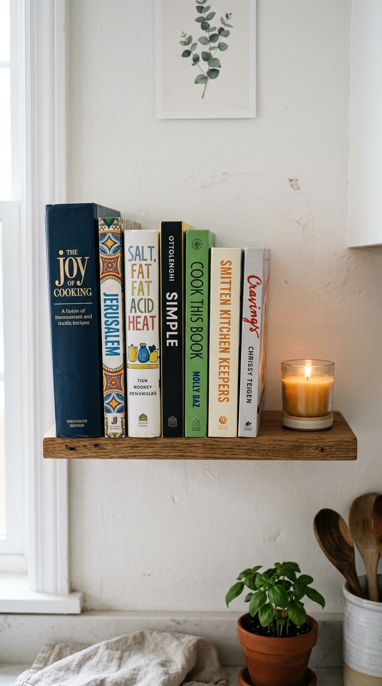 015 Cookbook Display Shelf A narrow kitchen shelf hold