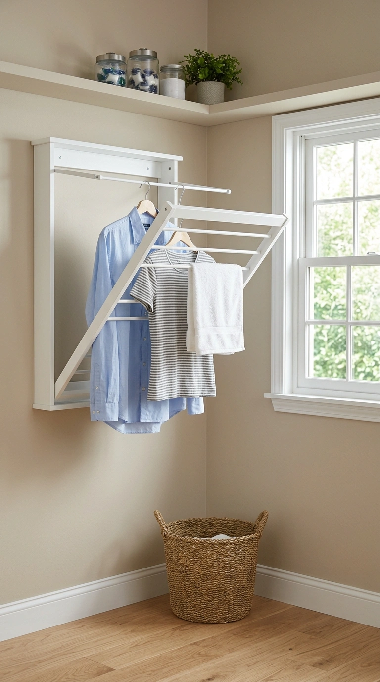 015 Corner Drying Rack A wall mounted fold out drying
