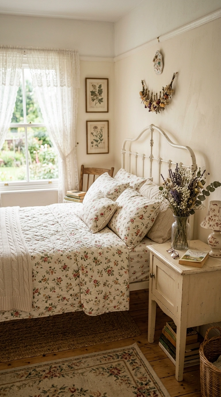 015 Cottagecore Romantic Bedroom A bedroom with a whit