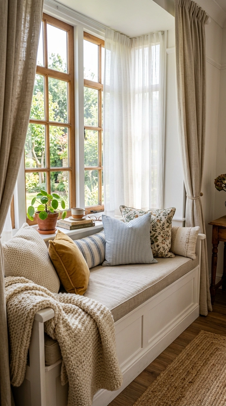 015 Cozy Window Seat A window seat with a fitted cushi