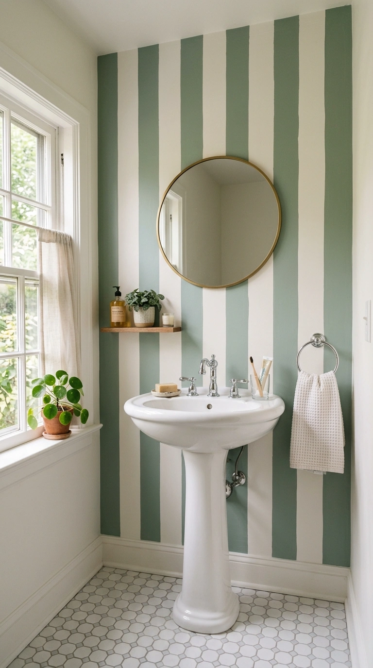 015 Painted Stripe Wall A bathroom accent wall with so