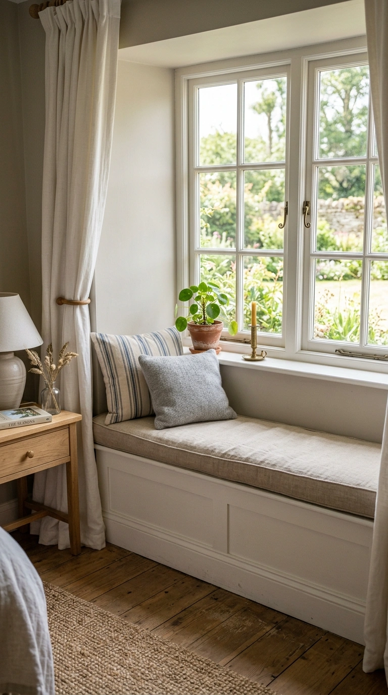 015 Window Seat Bench A bedroom window with a built in