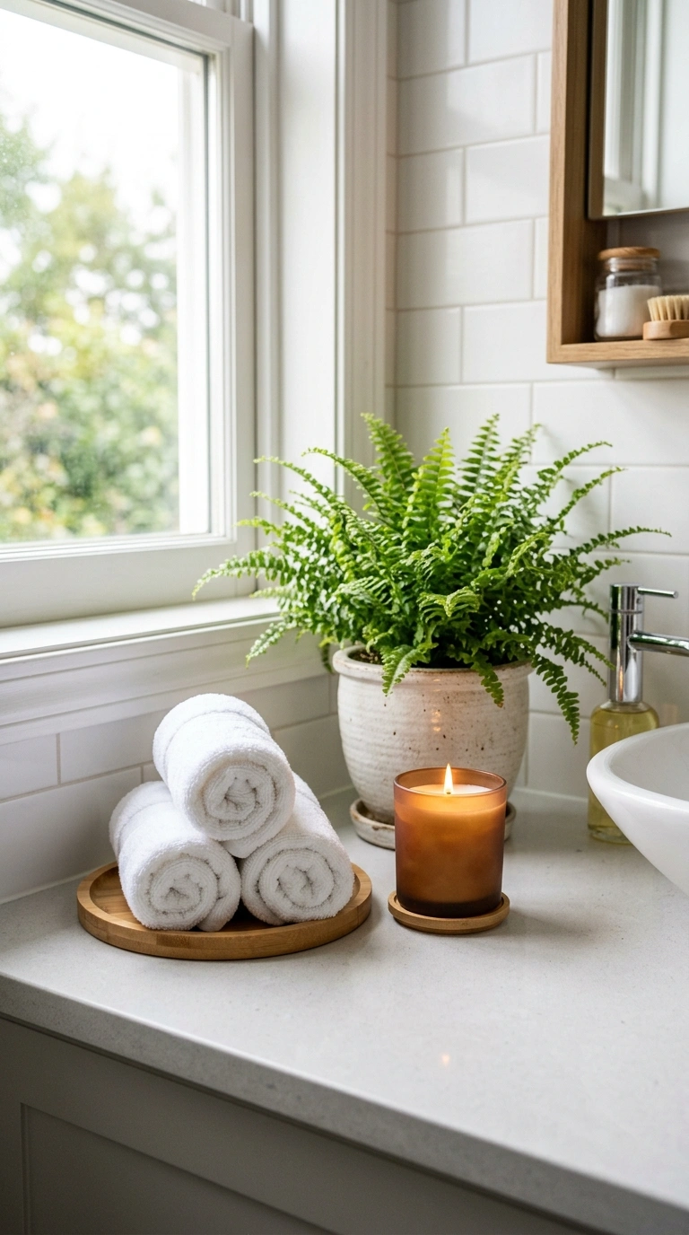 016 Bathroom Spa Corner A bathroom counter styled with